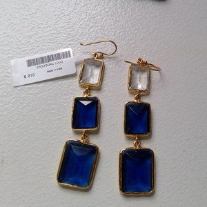 NWT Julie Vos Tiered Dark Blue Gemstone Earrings